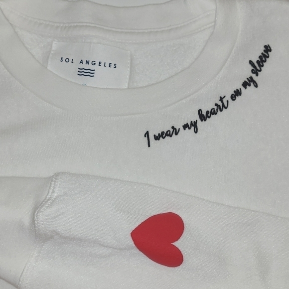 Sol Angeles white crewneck long sleeve sweatshirt with heart graphic - Picture 4 of 7